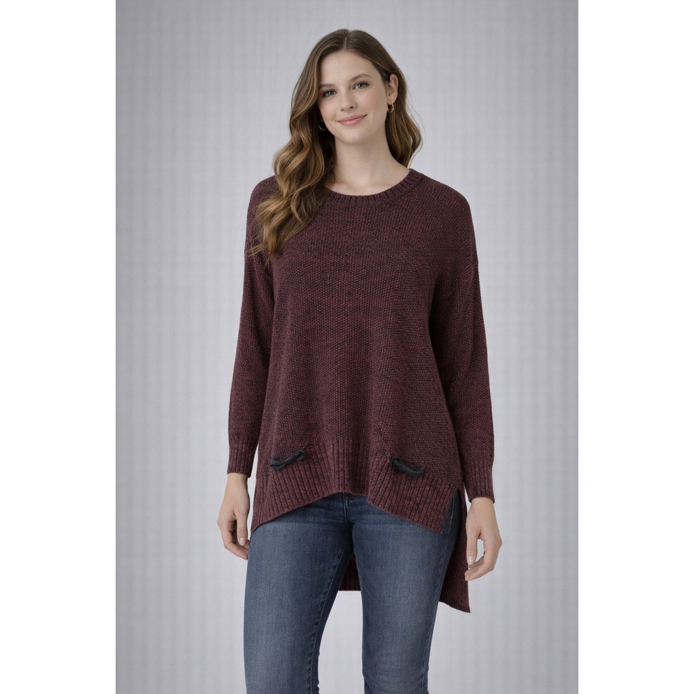 Romeo & Juliet Couture Sweater Women S Burgundy Reversible Hook Eye Knit Grunge